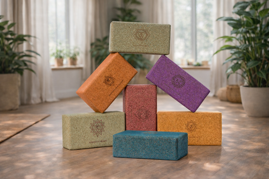Yoga-Block-Set aus Kork – 7 Chakren