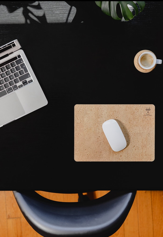 Mousepad de cortiça natural, antiderrapante, resistente a líquidos - 280×200 mm