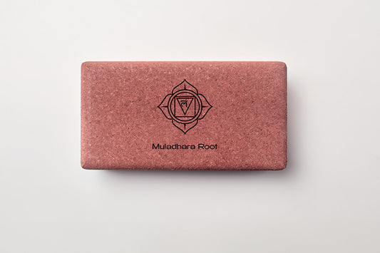 Bloco de yoga cortiça MULADHARA - chacra da Raiz - vermelho - para grounding, equilíbrio e força interior