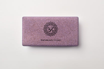 Bloco de yoga cortiça – SAHASRARA - chacra da coroa - violeta - para meditação, equilíbrio e conexão espiritual