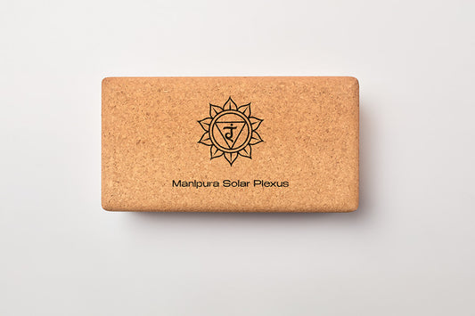 Bloco de yoga cortiça – MANIPURA - chacra do plexo solar - amarelo - para força interior, confiança