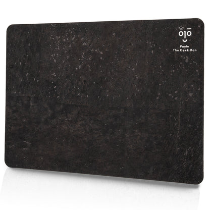 Mousepad de cortiça natural, antiderrapante, resistente a líquidos - 280×200 mm - preto