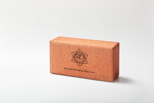 Bloco de yoga cortiça – SVADHISTHANA - chacra umbilical - laranja - para posturas, equilíbrio