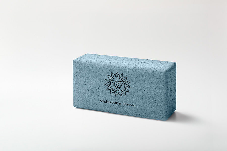 Bloco de yoga cortiça – VISHUDDHA chacra da garganta - azul - para comunicação, clareza e meditação