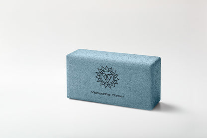Bloco de yoga cortiça – VISHUDDHA chacra da garganta - azul - para comunicação, clareza e meditação