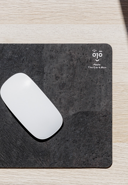 Mousepad de cortiça natural, antiderrapante, resistente a líquidos - 280×200 mm - preto