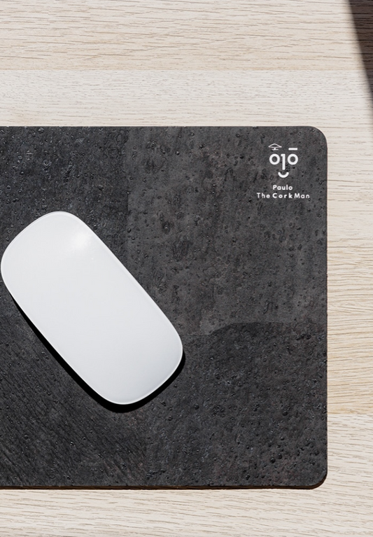 Mousepad de cortiça natural, antiderrapante, resistente a líquidos - 280×200 mm - preto