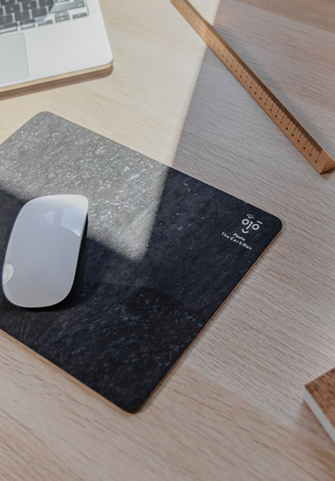 Mousepad de cortiça natural, antiderrapante, resistente a líquidos - 280×200 mm - preto