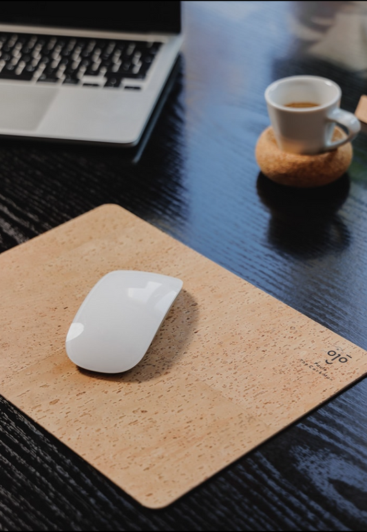 Mousepad de cortiça natural, antiderrapante, resistente a líquidos - 280×200 mm